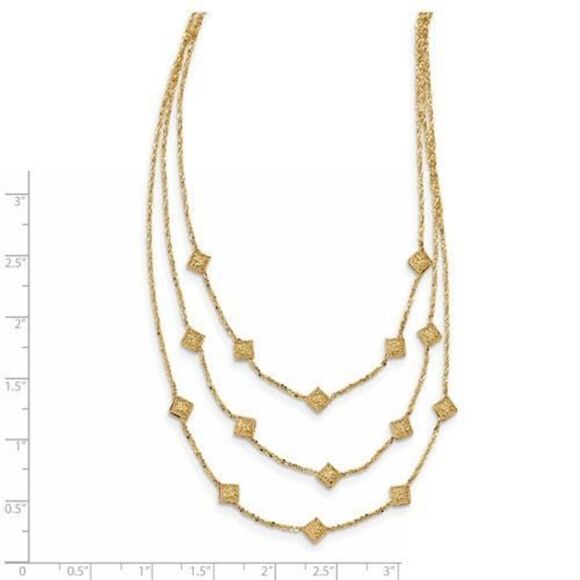 Leslie's 14K Polished and Textured 3 Strand Necklace - Picture 5 of 5